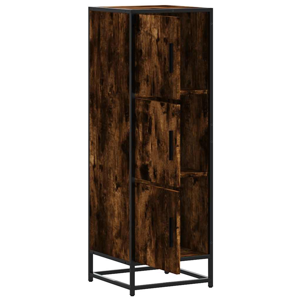 Hoge kast 35,5x35x106,5 cm bewerkt hout en metaal gerookt eiken is nu te koop bij PeponiXL, paradijselijk wonen!