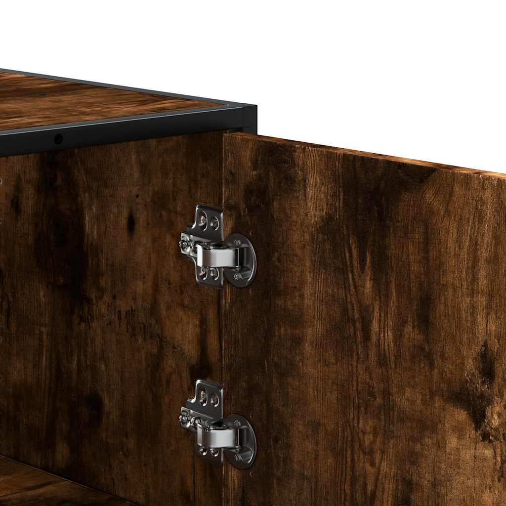 Hoge kast 35,5x35x106,5 cm bewerkt hout en metaal gerookt eiken is nu te koop bij PeponiXL, paradijselijk wonen!