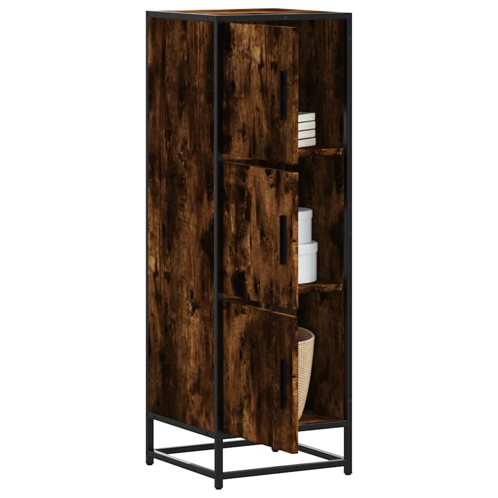 Hoge kast 35,5x35x106,5 cm bewerkt hout en metaal gerookt eiken is nu te koop bij PeponiXL, paradijselijk wonen!