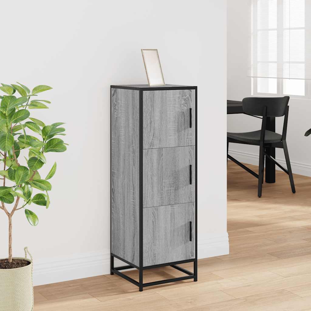 Hoge kast 35,5x35x106,5 cm bewerkt hout en metaal grijs sonoma is nu te koop bij PeponiXL, paradijselijk wonen!