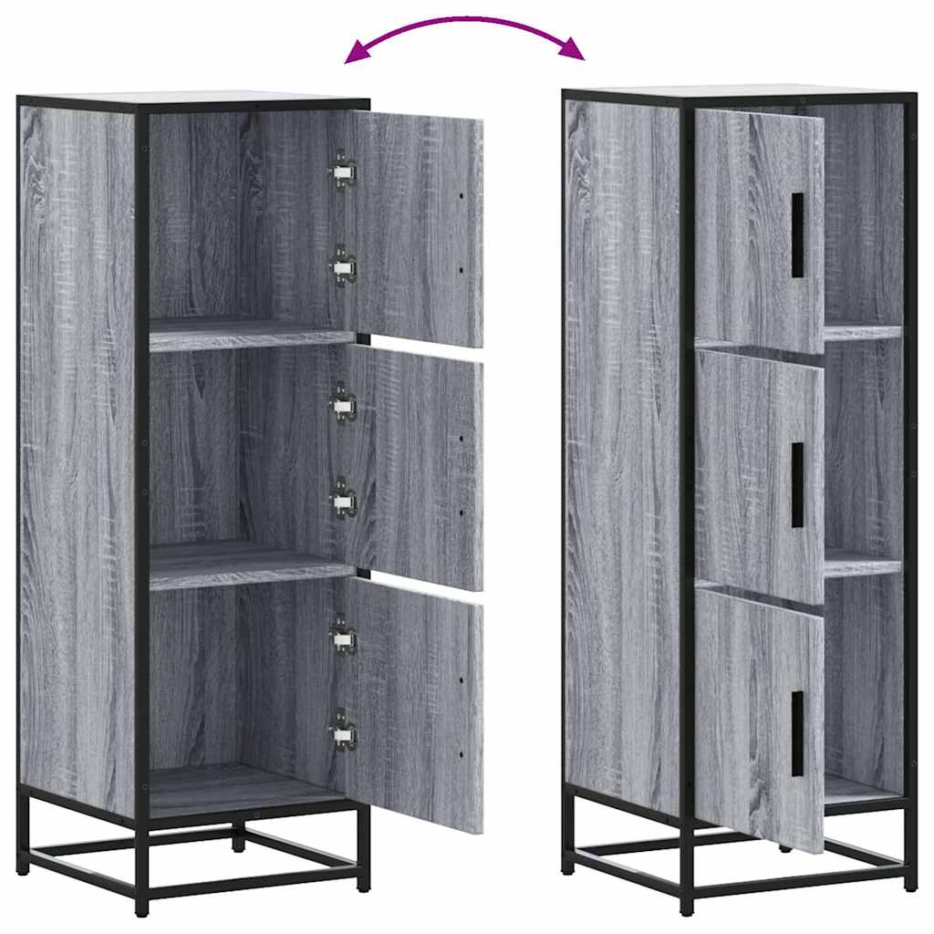 Hoge kast 35,5x35x106,5 cm bewerkt hout en metaal grijs sonoma is nu te koop bij PeponiXL, paradijselijk wonen!