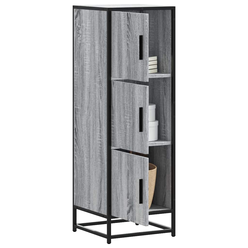 Hoge kast 35,5x35x106,5 cm bewerkt hout en metaal grijs sonoma is nu te koop bij PeponiXL, paradijselijk wonen!