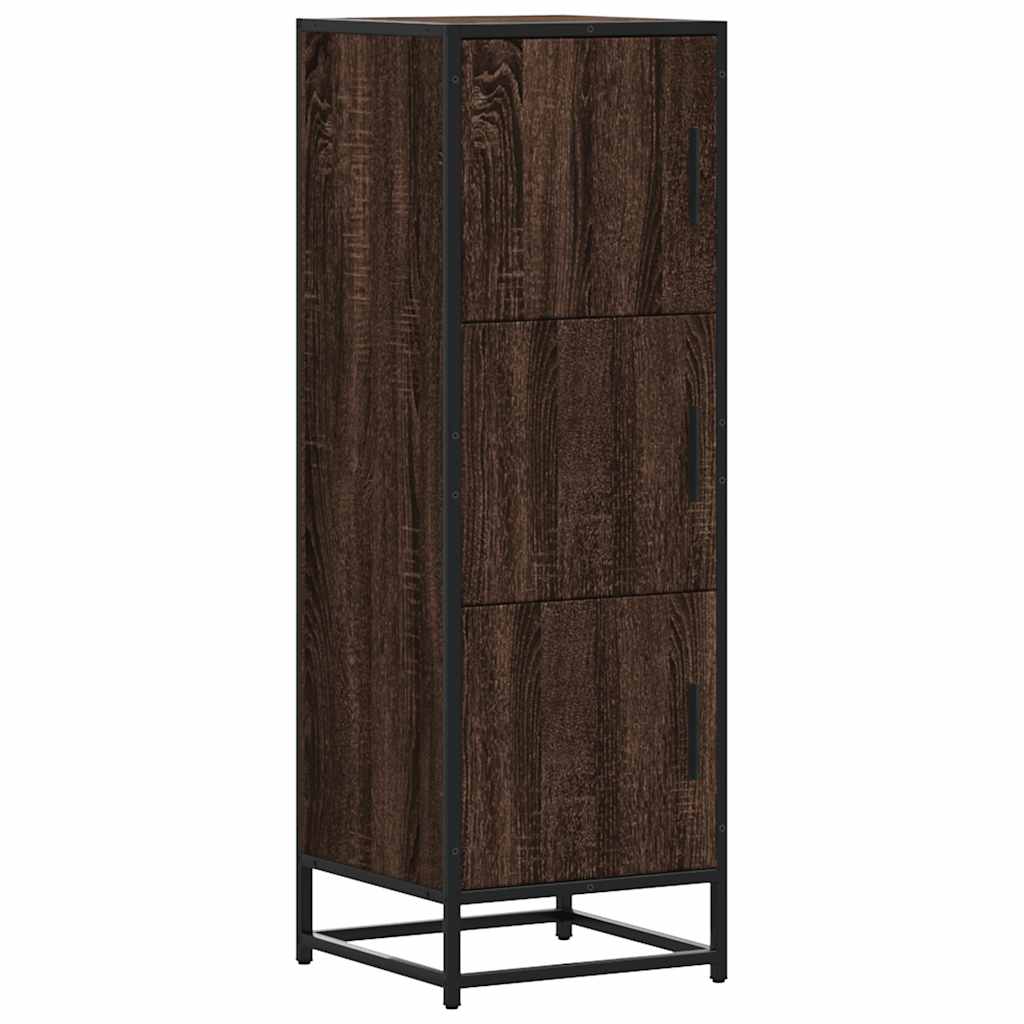 Hoge kast 35,5x35x106,5 cm bewerkt hout en metaal bruin eiken is nu te koop bij PeponiXL, paradijselijk wonen!