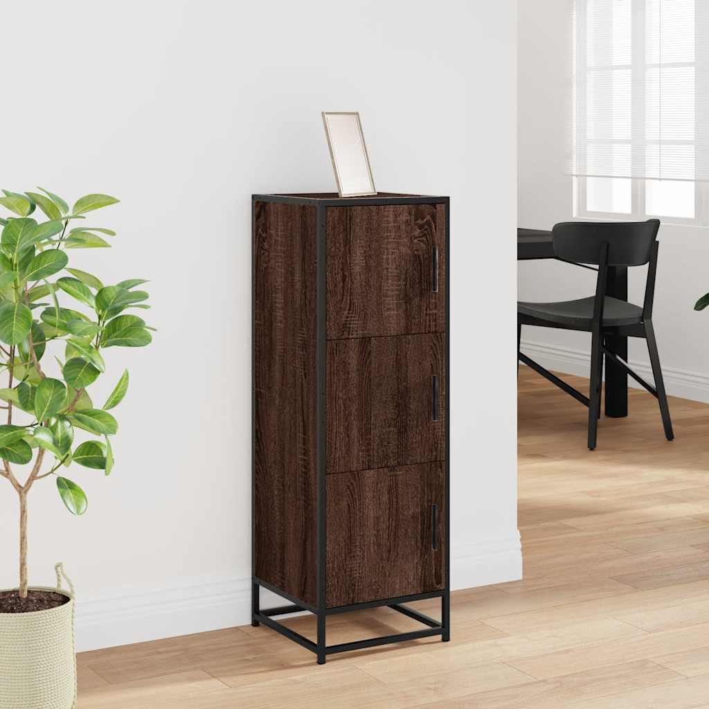 Hoge kast 35,5x35x106,5 cm bewerkt hout en metaal bruin eiken is nu te koop bij PeponiXL, paradijselijk wonen!