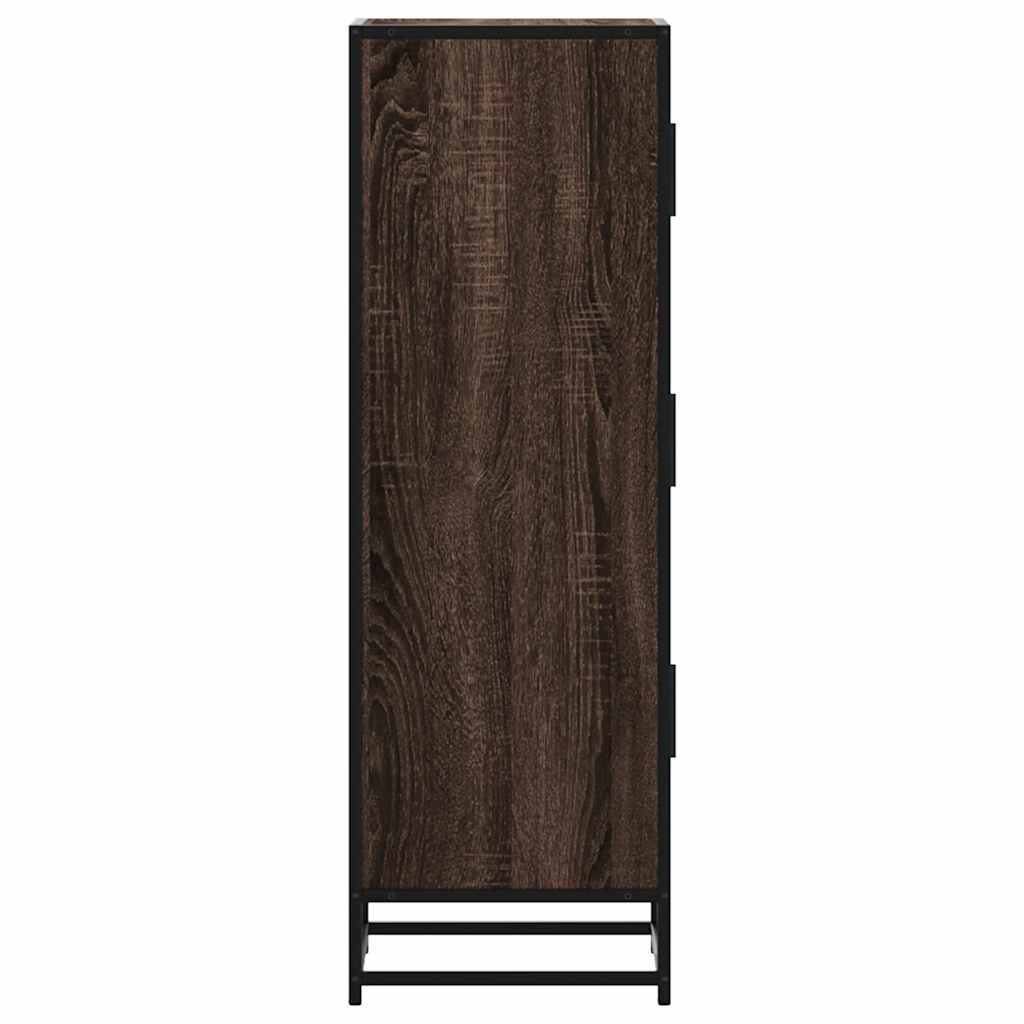 Hoge kast 35,5x35x106,5 cm bewerkt hout en metaal bruin eiken is nu te koop bij PeponiXL, paradijselijk wonen!