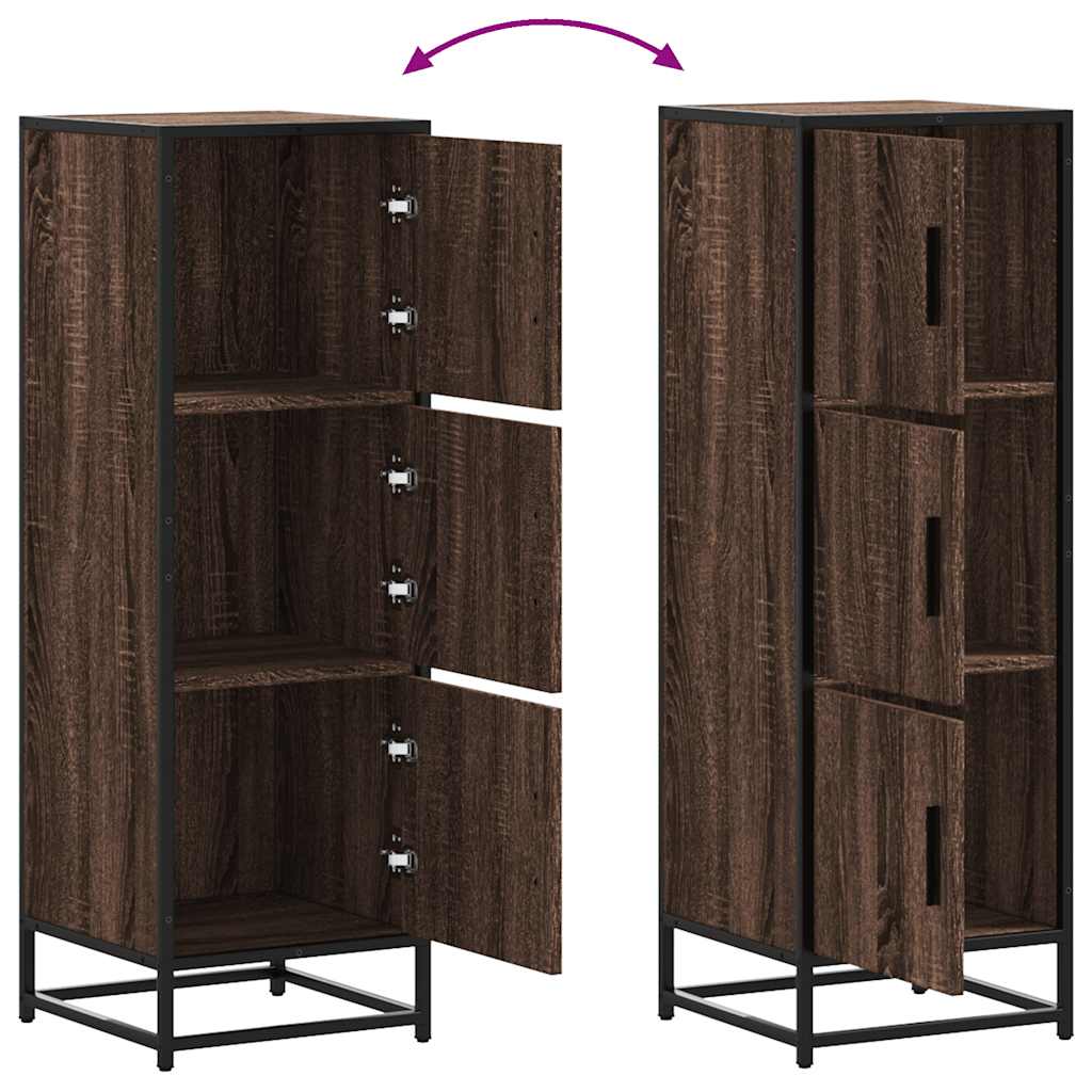 Hoge kast 35,5x35x106,5 cm bewerkt hout en metaal bruin eiken is nu te koop bij PeponiXL, paradijselijk wonen!