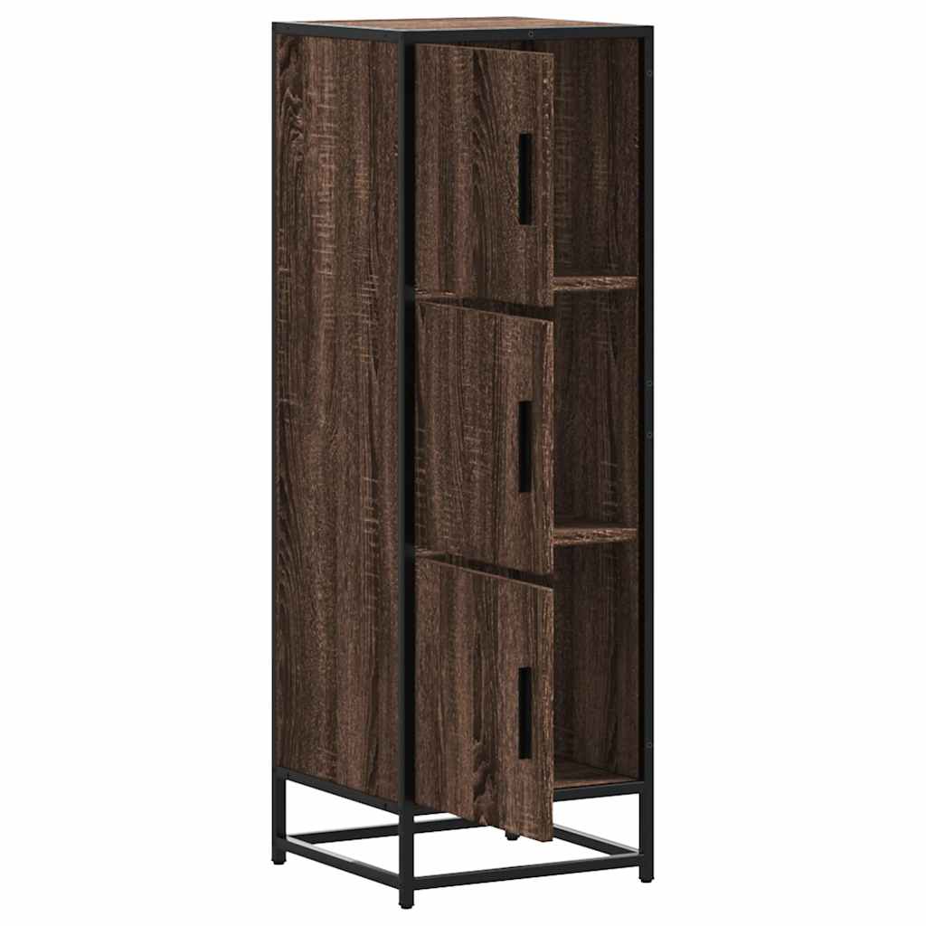 Hoge kast 35,5x35x106,5 cm bewerkt hout en metaal bruin eiken is nu te koop bij PeponiXL, paradijselijk wonen!