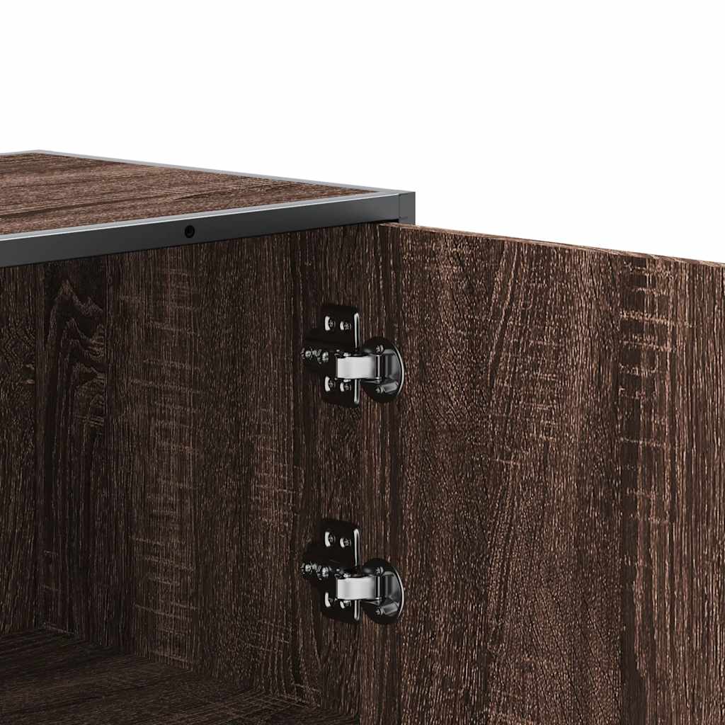 Hoge kast 35,5x35x106,5 cm bewerkt hout en metaal bruin eiken is nu te koop bij PeponiXL, paradijselijk wonen!