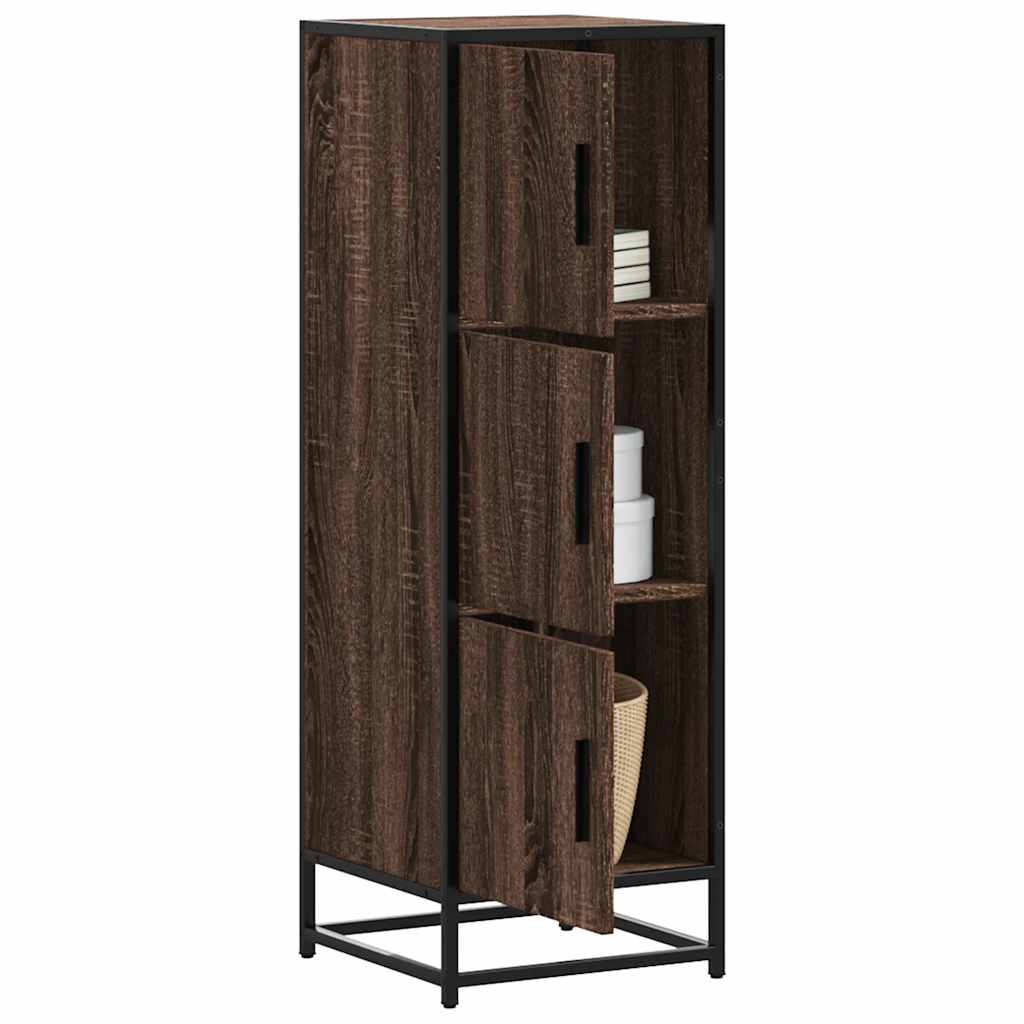 Hoge kast 35,5x35x106,5 cm bewerkt hout en metaal bruin eiken is nu te koop bij PeponiXL, paradijselijk wonen!