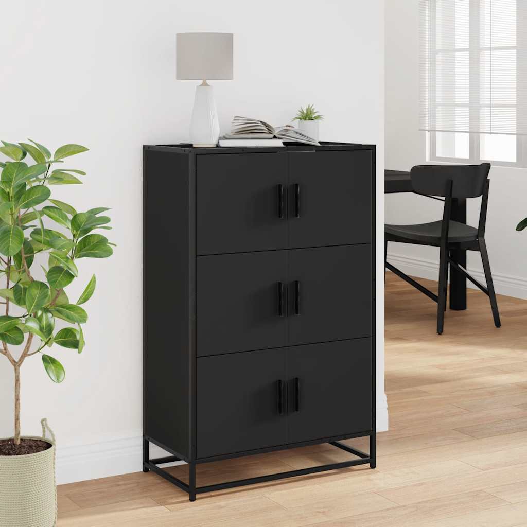 Hoge kast 68x35x106,5 cm bewerkt hout en metaal zwart is nu te koop bij PeponiXL, paradijselijk wonen!