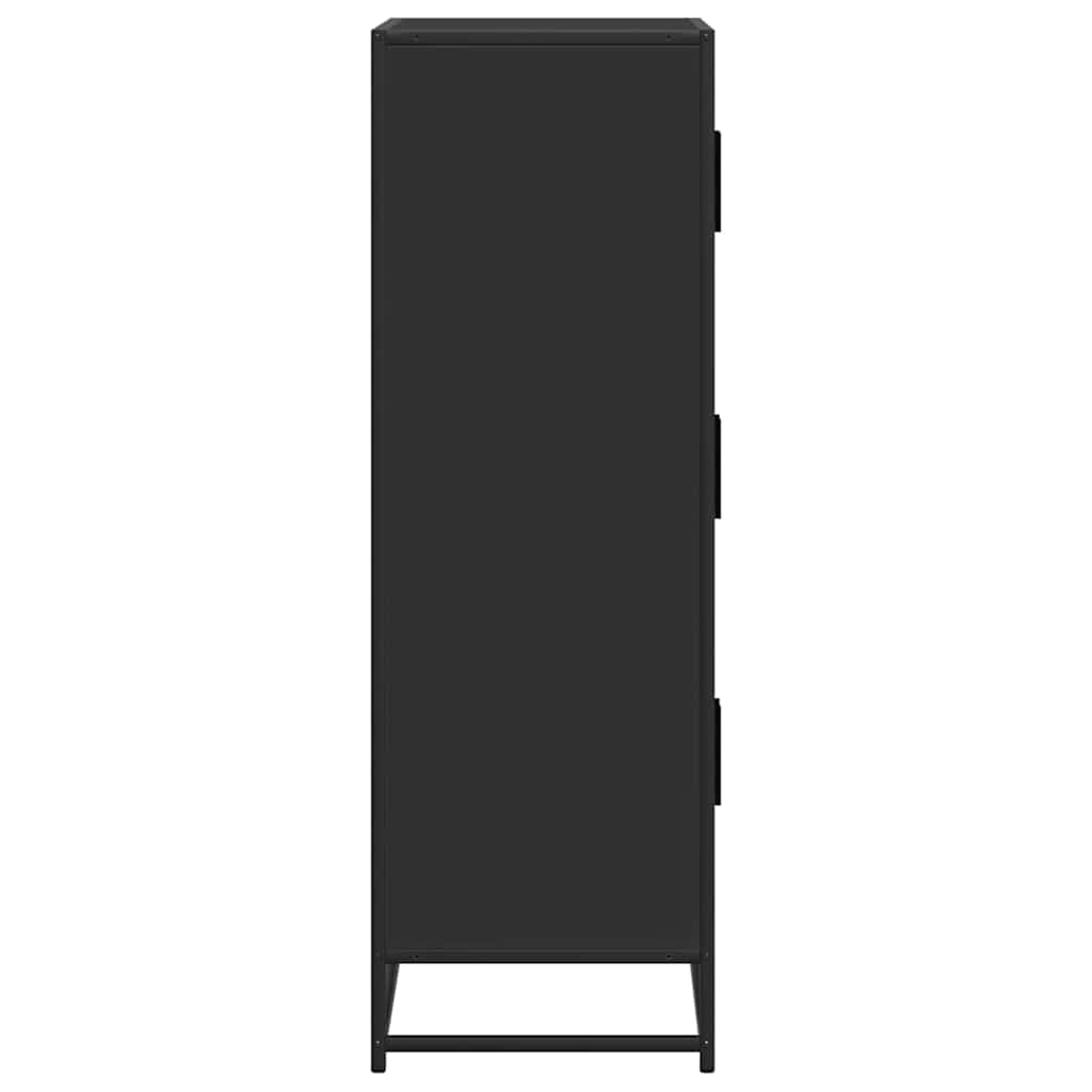 Hoge kast 68x35x106,5 cm bewerkt hout en metaal zwart is nu te koop bij PeponiXL, paradijselijk wonen!