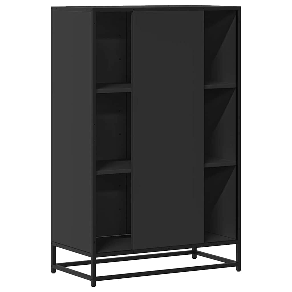 Hoge kast 68x35x106,5 cm bewerkt hout en metaal zwart is nu te koop bij PeponiXL, paradijselijk wonen!