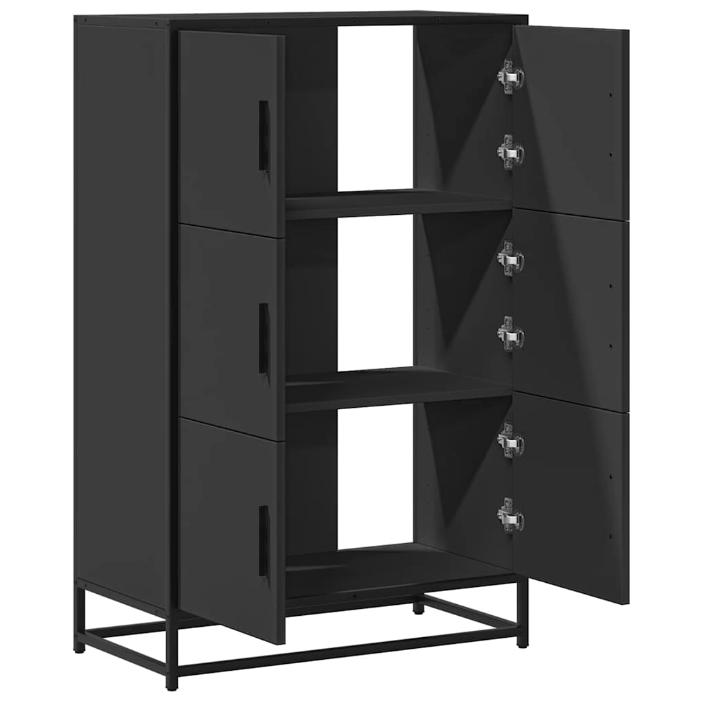 Hoge kast 68x35x106,5 cm bewerkt hout en metaal zwart is nu te koop bij PeponiXL, paradijselijk wonen!
