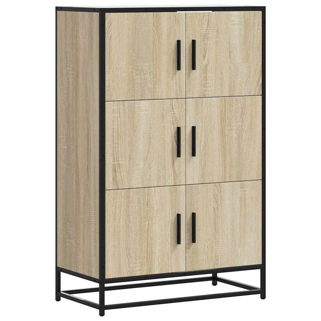 Hoge kast 68x35x106,5 cm bewerkt hout en metaal sonoma eiken is nu te koop bij PeponiXL, paradijselijk wonen!