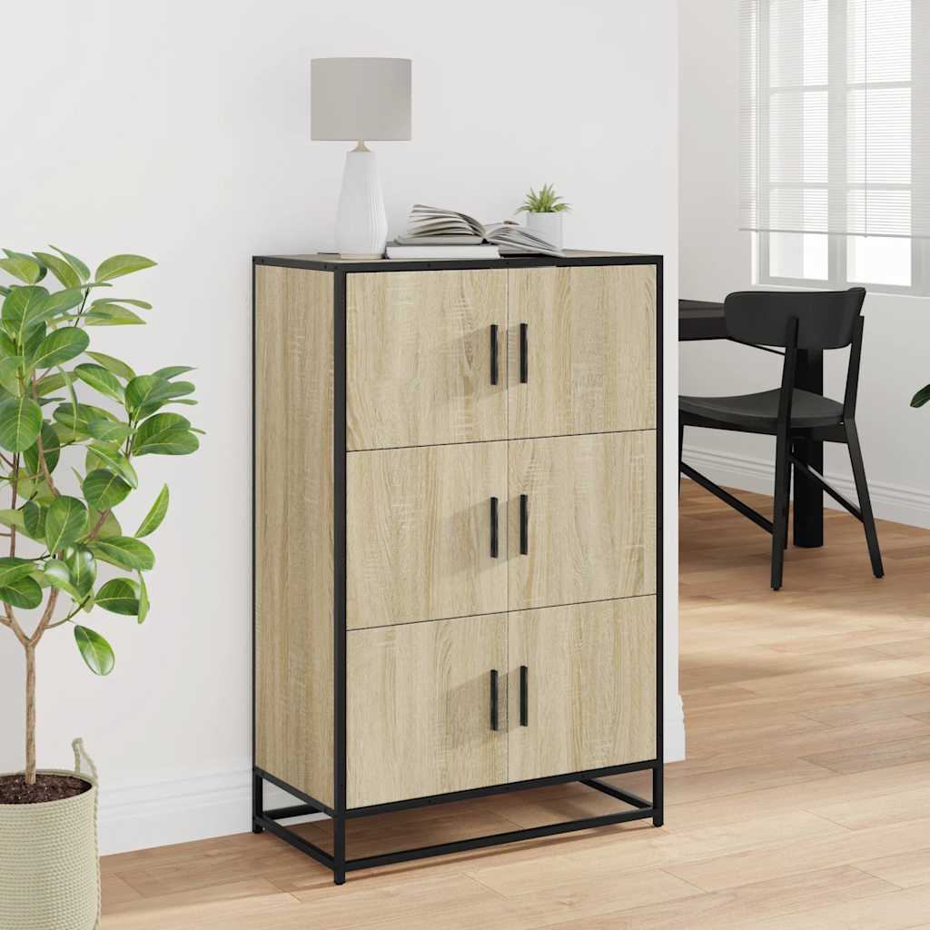 Hoge kast 68x35x106,5 cm bewerkt hout en metaal sonoma eiken is nu te koop bij PeponiXL, paradijselijk wonen!