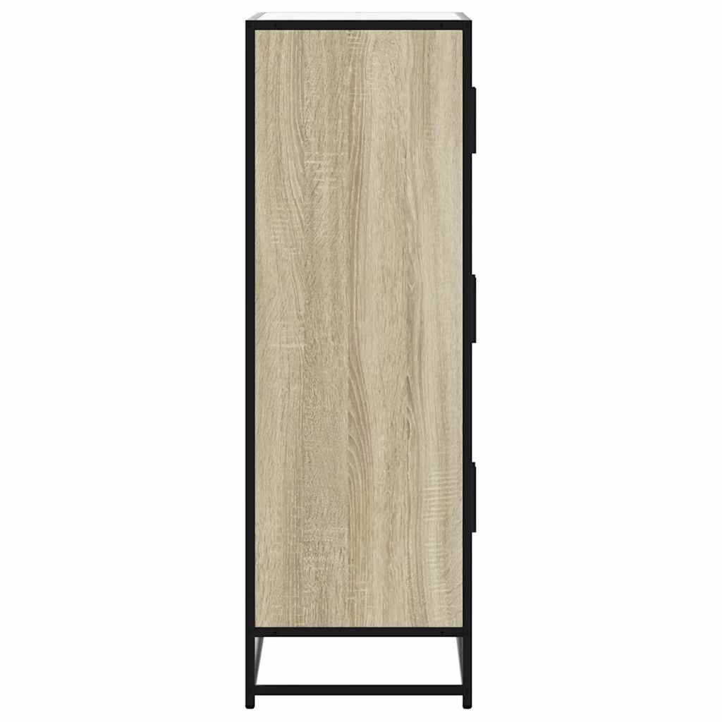 Hoge kast 68x35x106,5 cm bewerkt hout en metaal sonoma eiken is nu te koop bij PeponiXL, paradijselijk wonen!