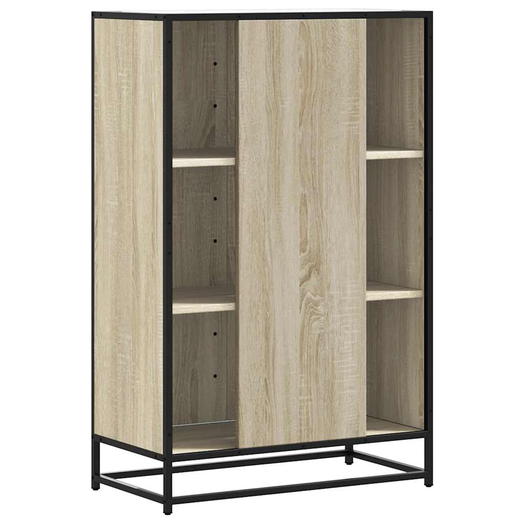 Hoge kast 68x35x106,5 cm bewerkt hout en metaal sonoma eiken is nu te koop bij PeponiXL, paradijselijk wonen!