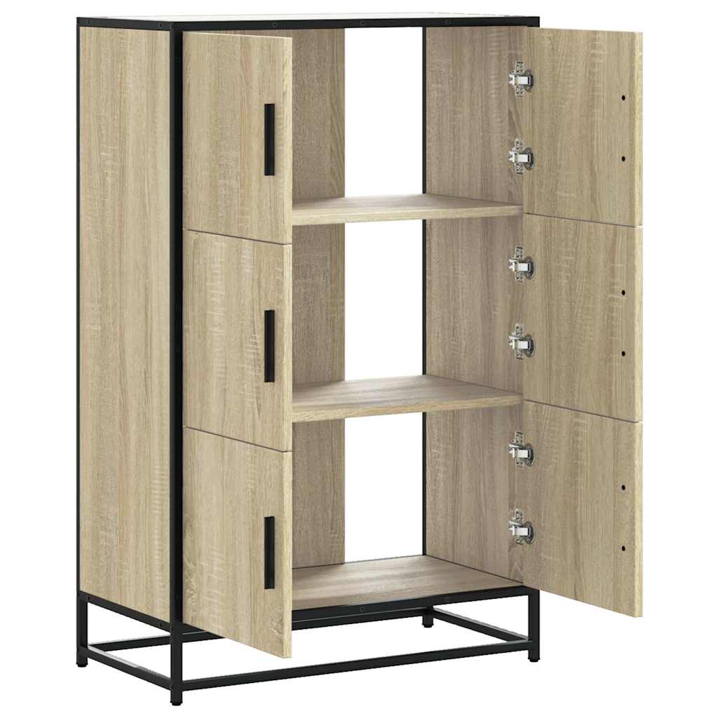 Hoge kast 68x35x106,5 cm bewerkt hout en metaal sonoma eiken is nu te koop bij PeponiXL, paradijselijk wonen!