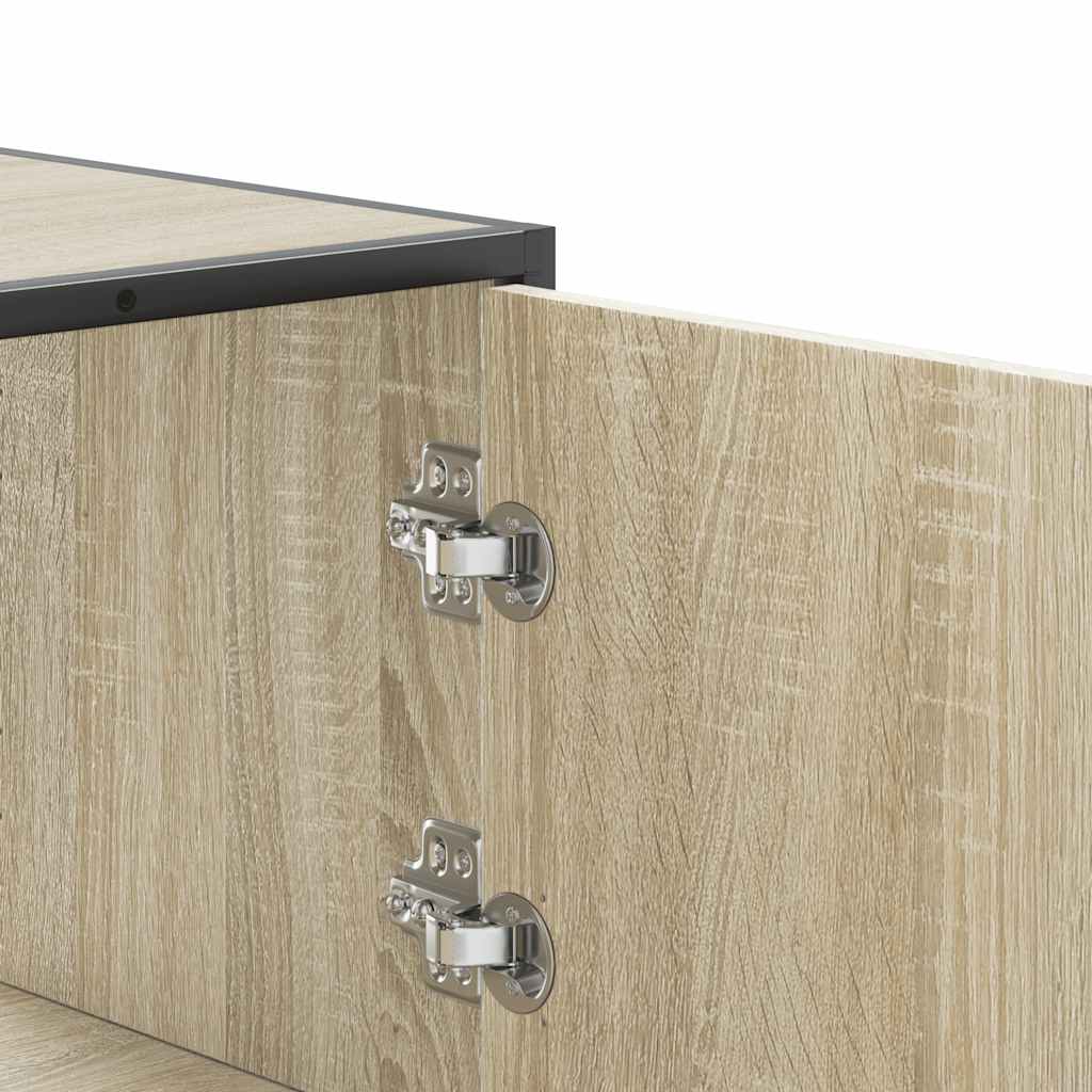 Hoge kast 68x35x106,5 cm bewerkt hout en metaal sonoma eiken is nu te koop bij PeponiXL, paradijselijk wonen!