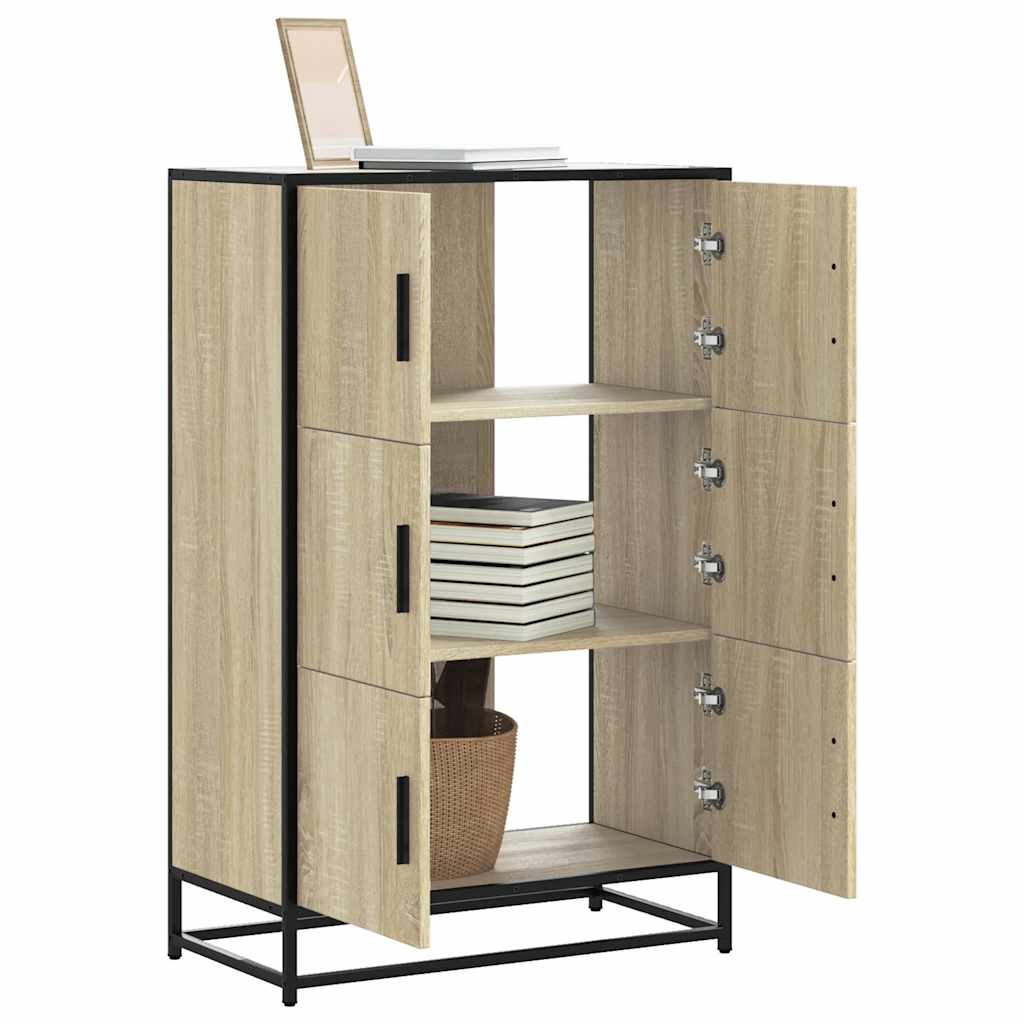Hoge kast 68x35x106,5 cm bewerkt hout en metaal sonoma eiken is nu te koop bij PeponiXL, paradijselijk wonen!