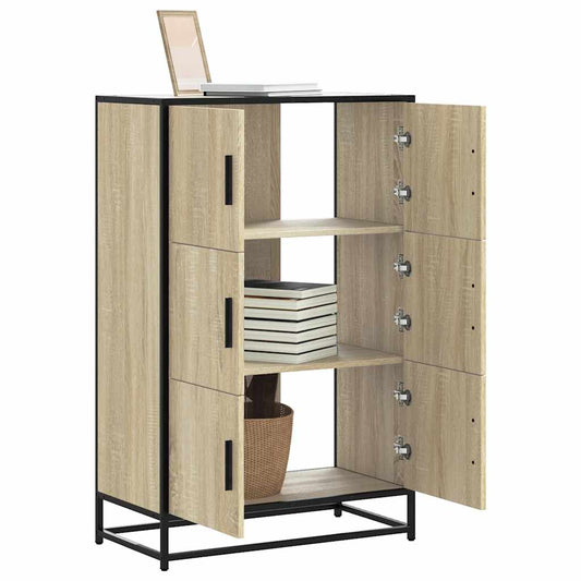 Hoge kast 68x35x106,5 cm bewerkt hout en metaal sonoma eiken is nu te koop bij PeponiXL, paradijselijk wonen!