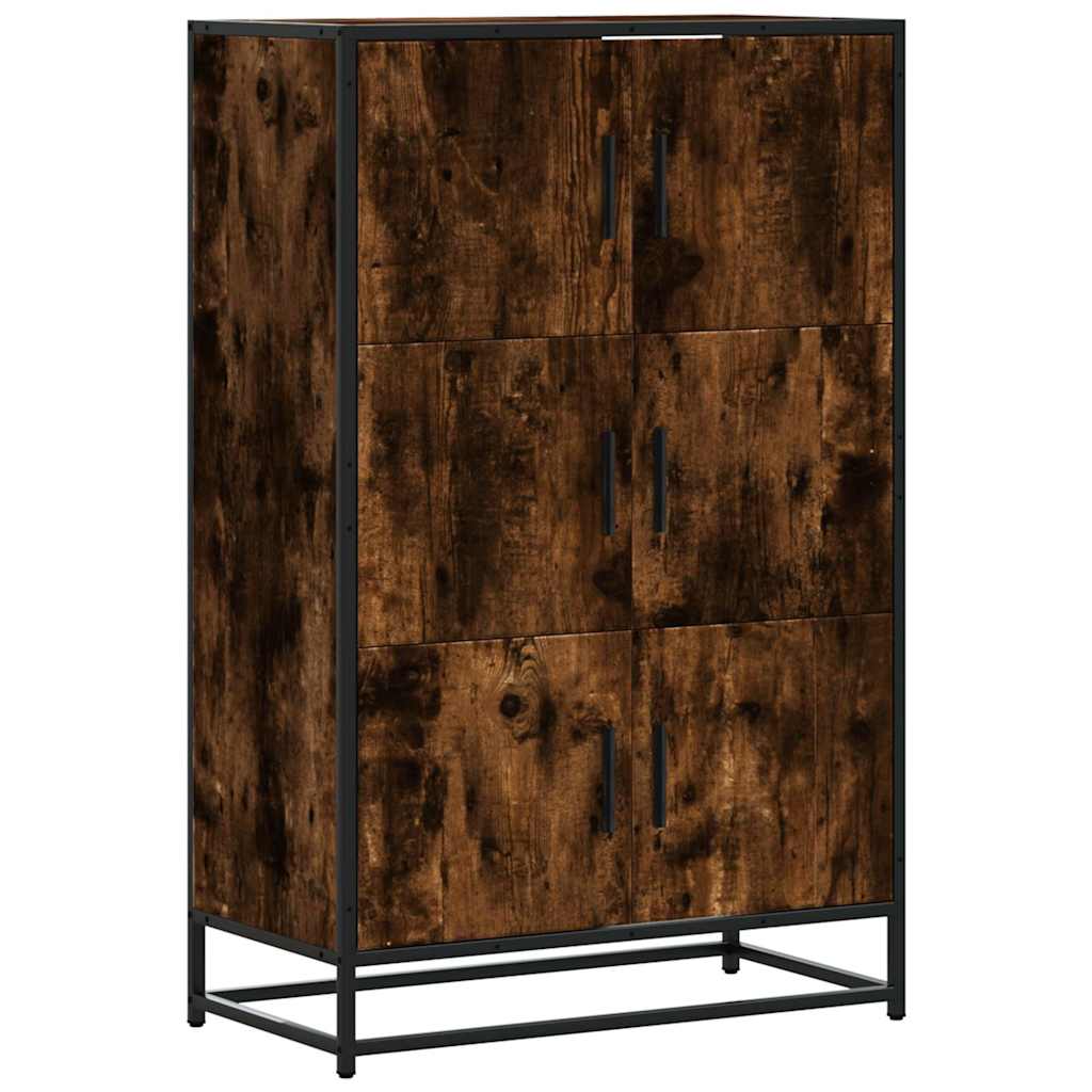 Hoge kast 68x35x106,5 cm bewerkt hout en metaal gerookt eiken is nu te koop bij PeponiXL, paradijselijk wonen!