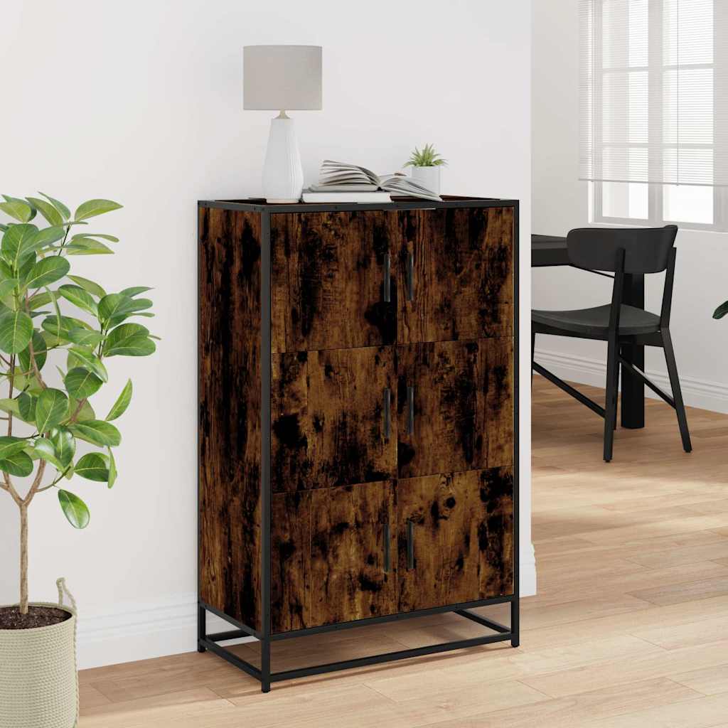 Hoge kast 68x35x106,5 cm bewerkt hout en metaal gerookt eiken is nu te koop bij PeponiXL, paradijselijk wonen!