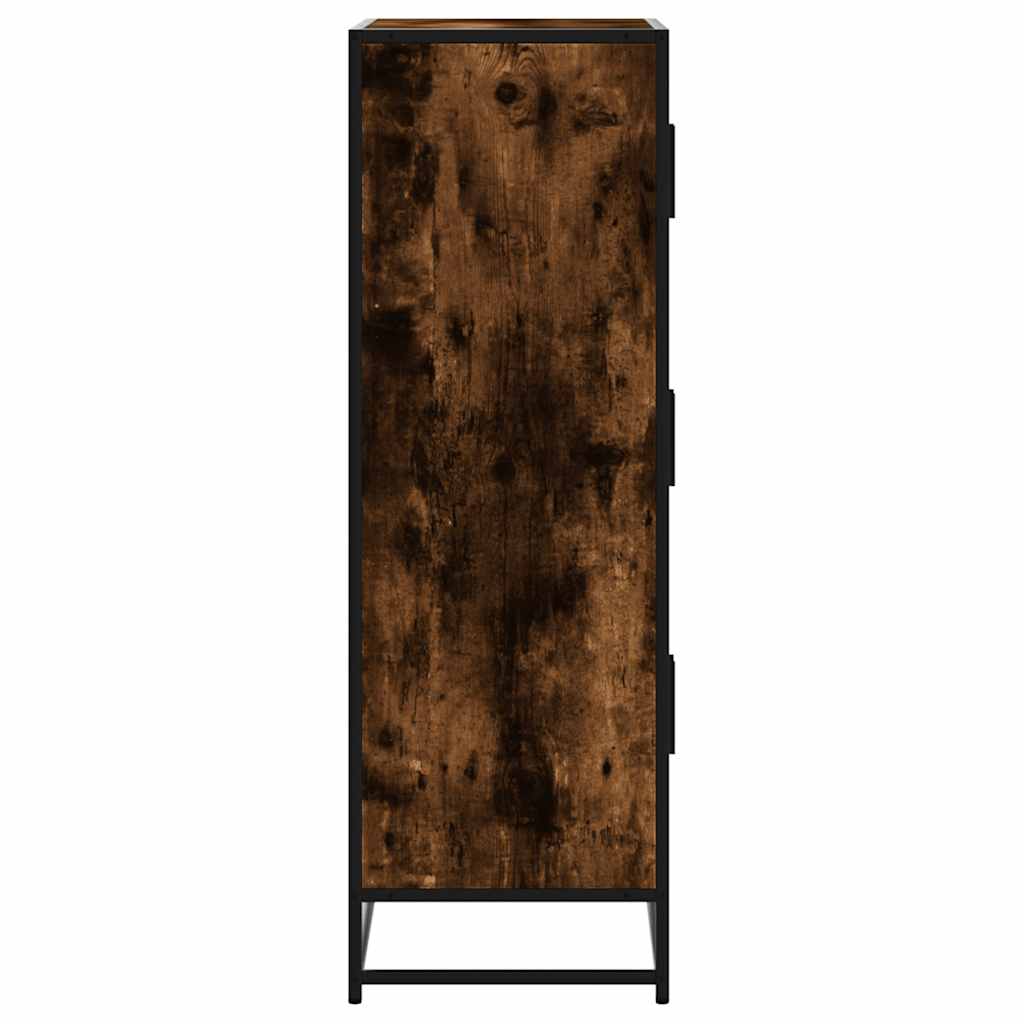 Hoge kast 68x35x106,5 cm bewerkt hout en metaal gerookt eiken is nu te koop bij PeponiXL, paradijselijk wonen!