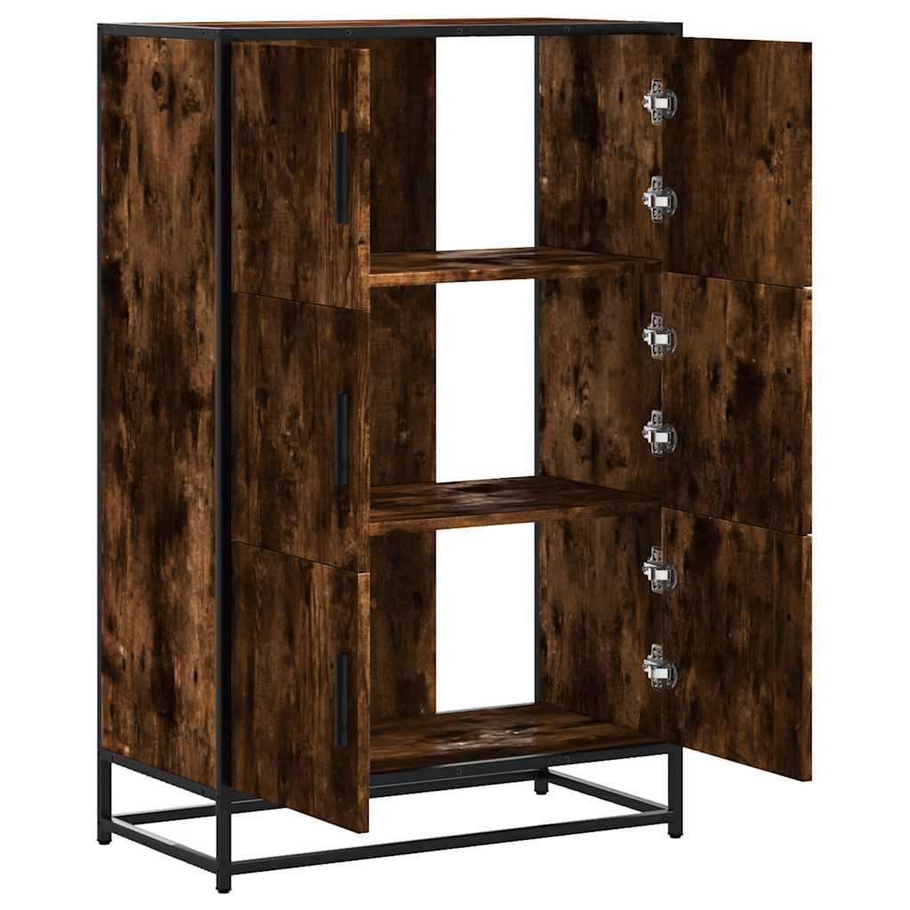 Hoge kast 68x35x106,5 cm bewerkt hout en metaal gerookt eiken is nu te koop bij PeponiXL, paradijselijk wonen!
