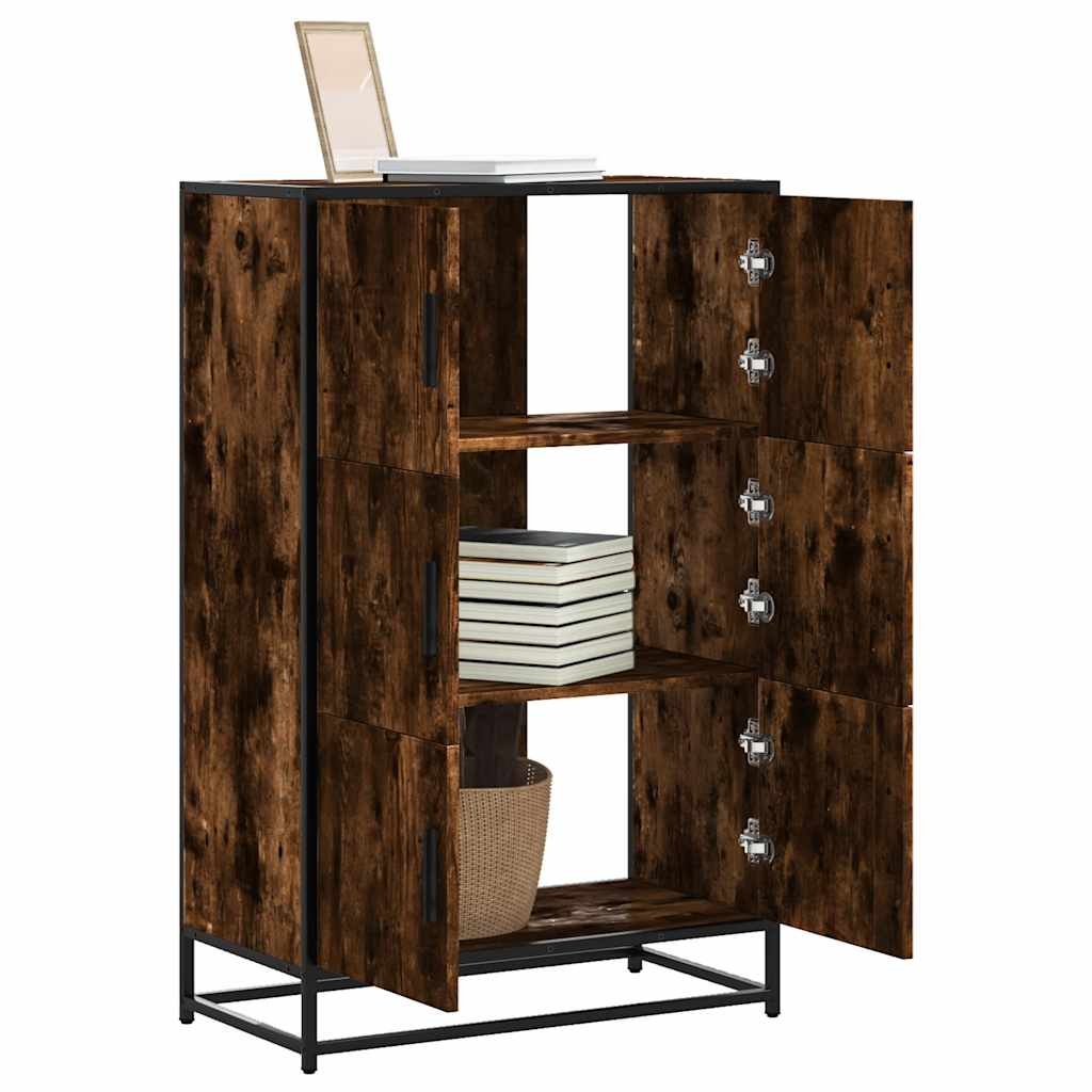 Hoge kast 68x35x106,5 cm bewerkt hout en metaal gerookt eiken is nu te koop bij PeponiXL, paradijselijk wonen!