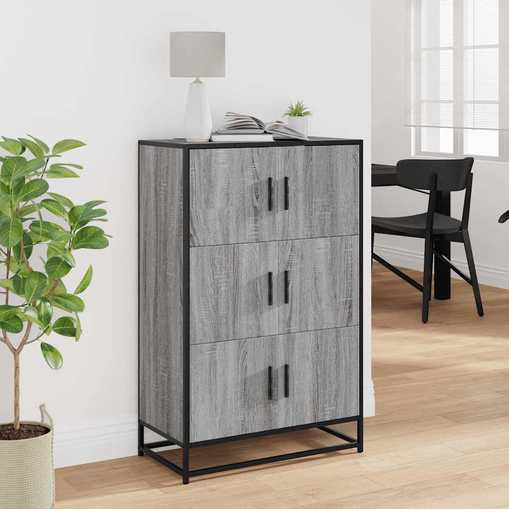 Hoge kast 68x35x106,5 cm bewerkt hout en metaal grijs sonoma is nu te koop bij PeponiXL, paradijselijk wonen!
