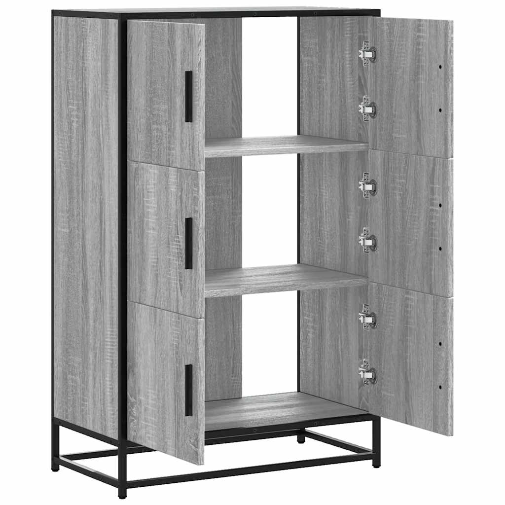 Hoge kast 68x35x106,5 cm bewerkt hout en metaal grijs sonoma is nu te koop bij PeponiXL, paradijselijk wonen!