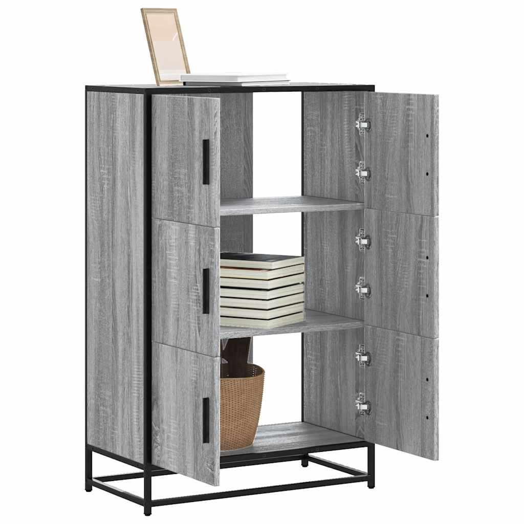 Hoge kast 68x35x106,5 cm bewerkt hout en metaal grijs sonoma is nu te koop bij PeponiXL, paradijselijk wonen!