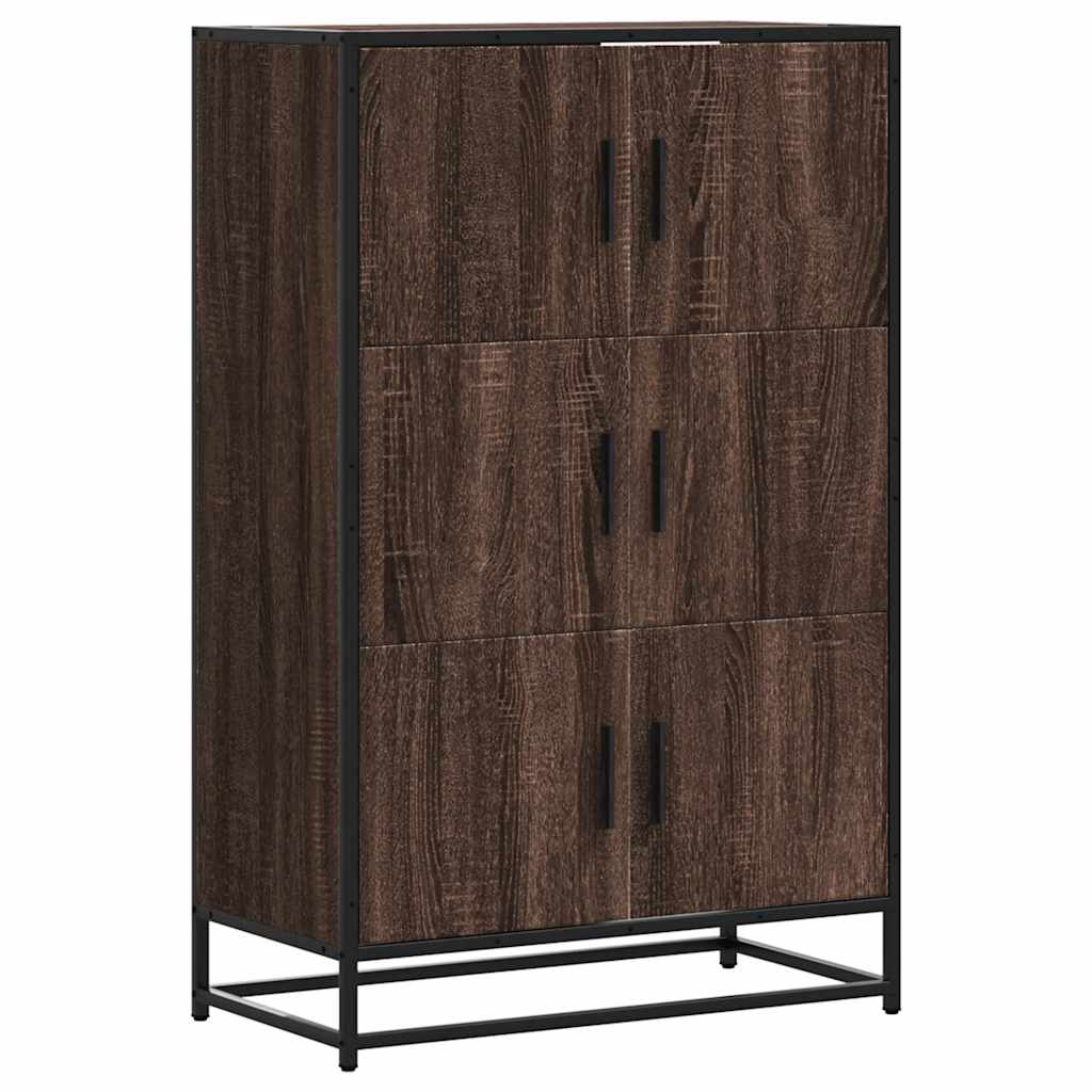 Hoge kast 68x35x106,5cm bewerkt hout en metaal bruin eikenkleur is nu te koop bij PeponiXL, paradijselijk wonen!