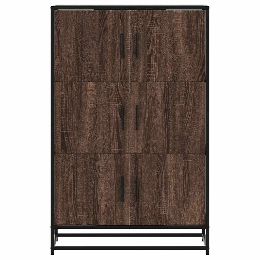 Hoge kast 68x35x106,5cm bewerkt hout en metaal bruin eikenkleur is nu te koop bij PeponiXL, paradijselijk wonen!