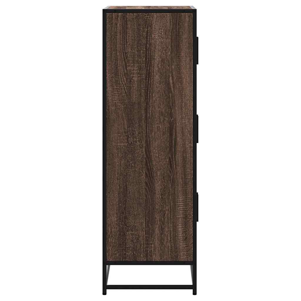 Hoge kast 68x35x106,5cm bewerkt hout en metaal bruin eikenkleur is nu te koop bij PeponiXL, paradijselijk wonen!