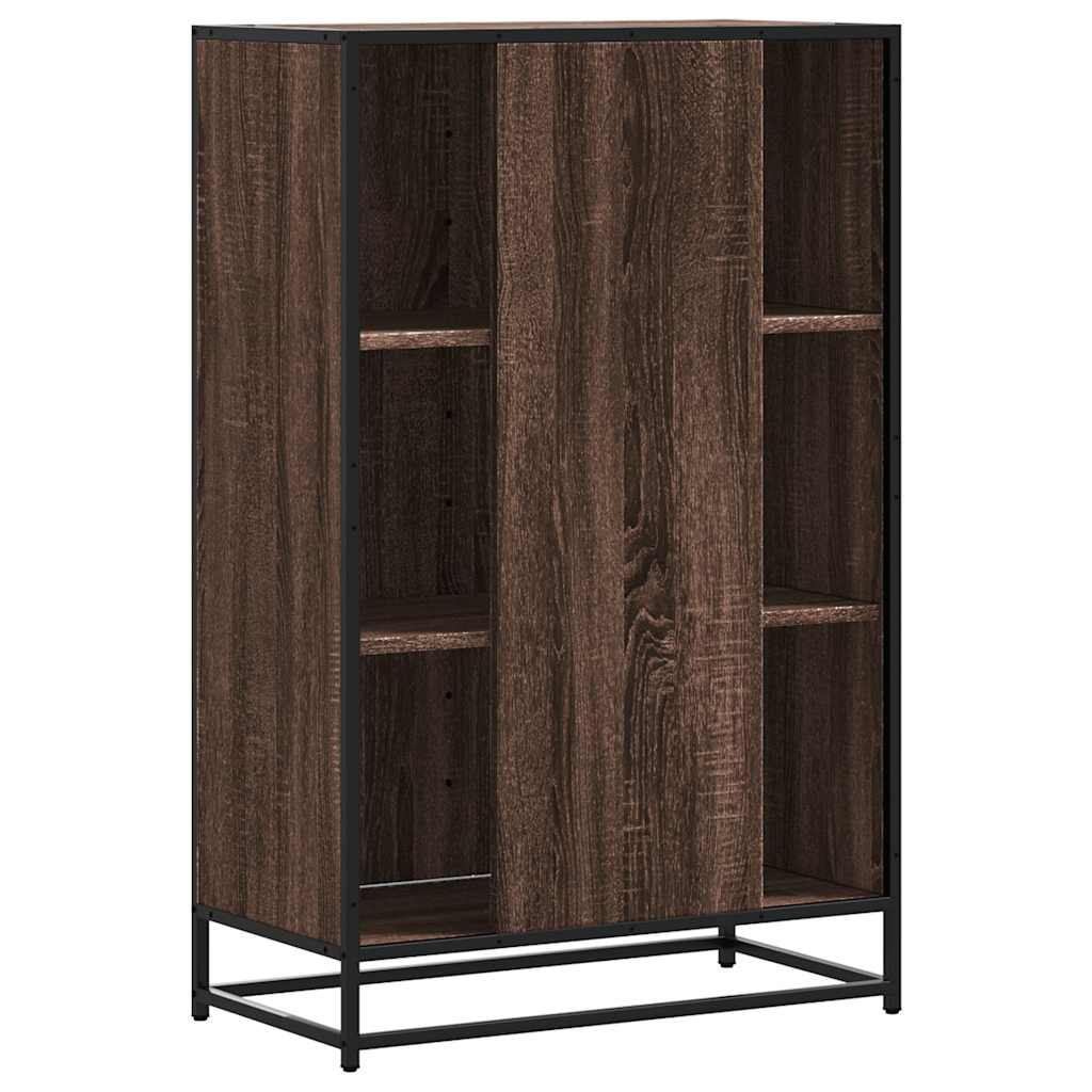 Hoge kast 68x35x106,5cm bewerkt hout en metaal bruin eikenkleur is nu te koop bij PeponiXL, paradijselijk wonen!