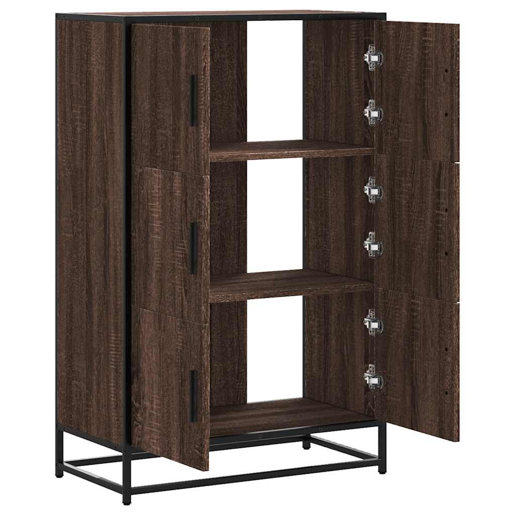 Hoge kast 68x35x106,5cm bewerkt hout en metaal bruin eikenkleur is nu te koop bij PeponiXL, paradijselijk wonen!