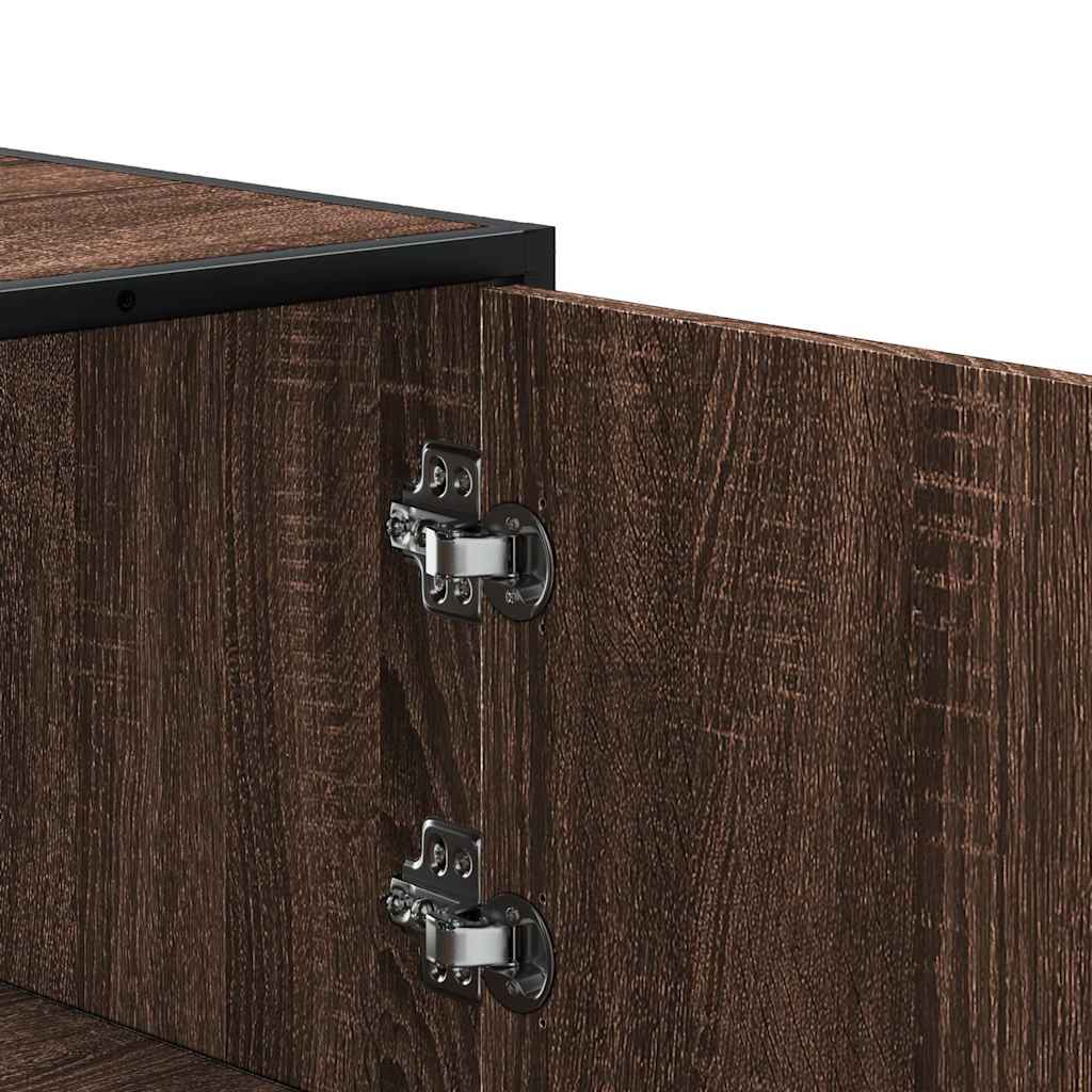 Hoge kast 68x35x106,5cm bewerkt hout en metaal bruin eikenkleur is nu te koop bij PeponiXL, paradijselijk wonen!