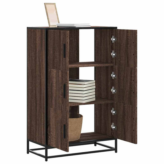 Hoge kast 68x35x106,5cm bewerkt hout en metaal bruin eikenkleur is nu te koop bij PeponiXL, paradijselijk wonen!