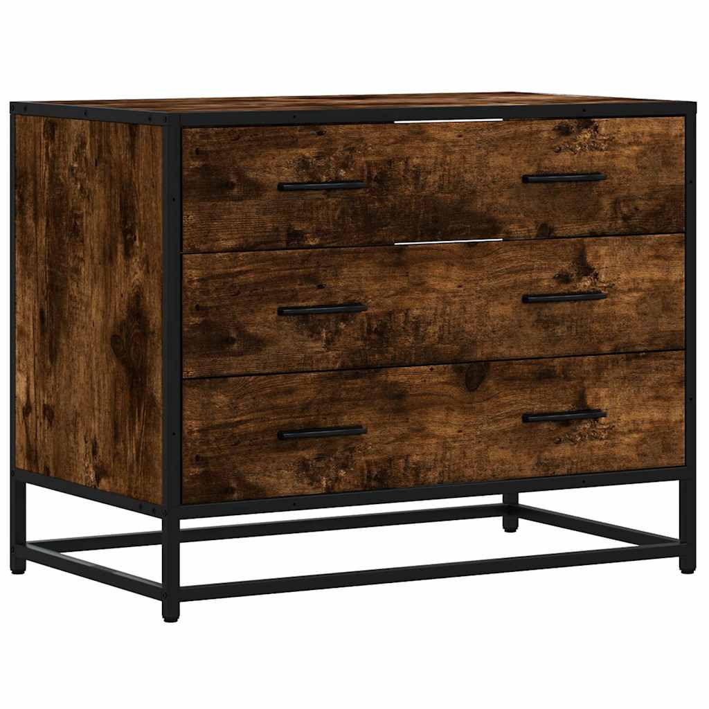 Ladekast 70x41x56 cm bewerkt hout gerookt eikenkleurig is nu te koop bij PeponiXL, paradijselijk wonen!