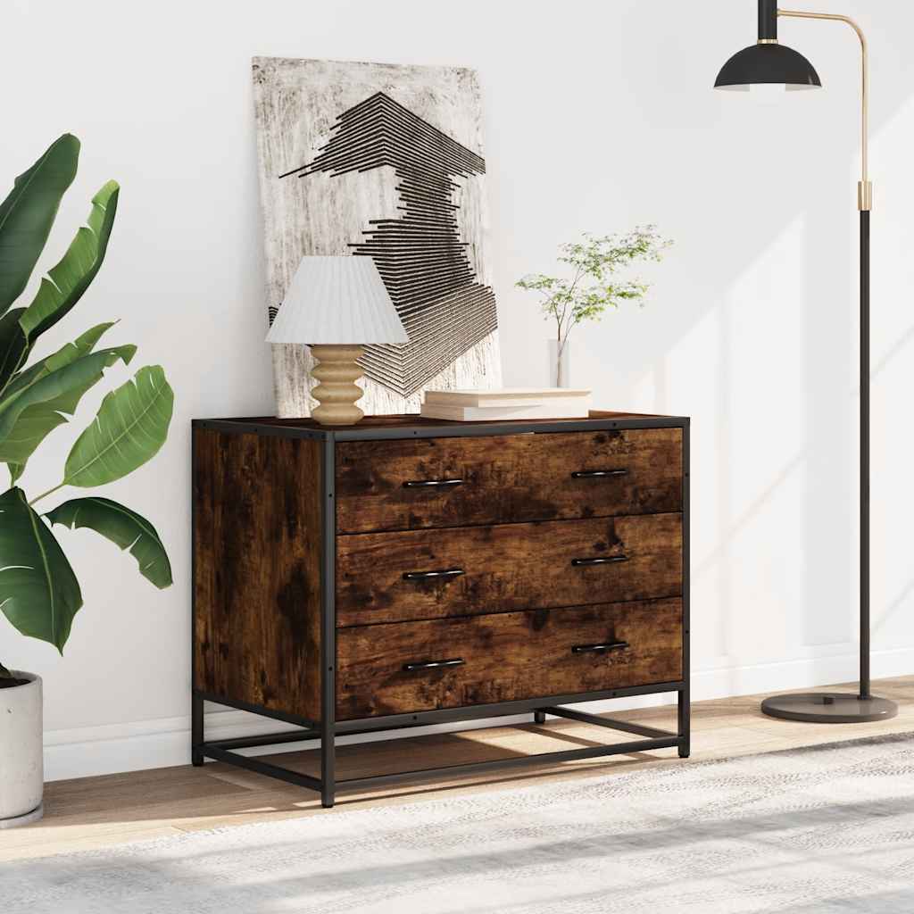 Ladekast 70x41x56 cm bewerkt hout gerookt eikenkleurig is nu te koop bij PeponiXL, paradijselijk wonen!