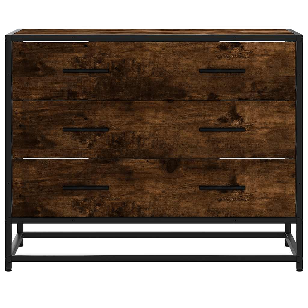 Ladekast 70x41x56 cm bewerkt hout gerookt eikenkleurig is nu te koop bij PeponiXL, paradijselijk wonen!