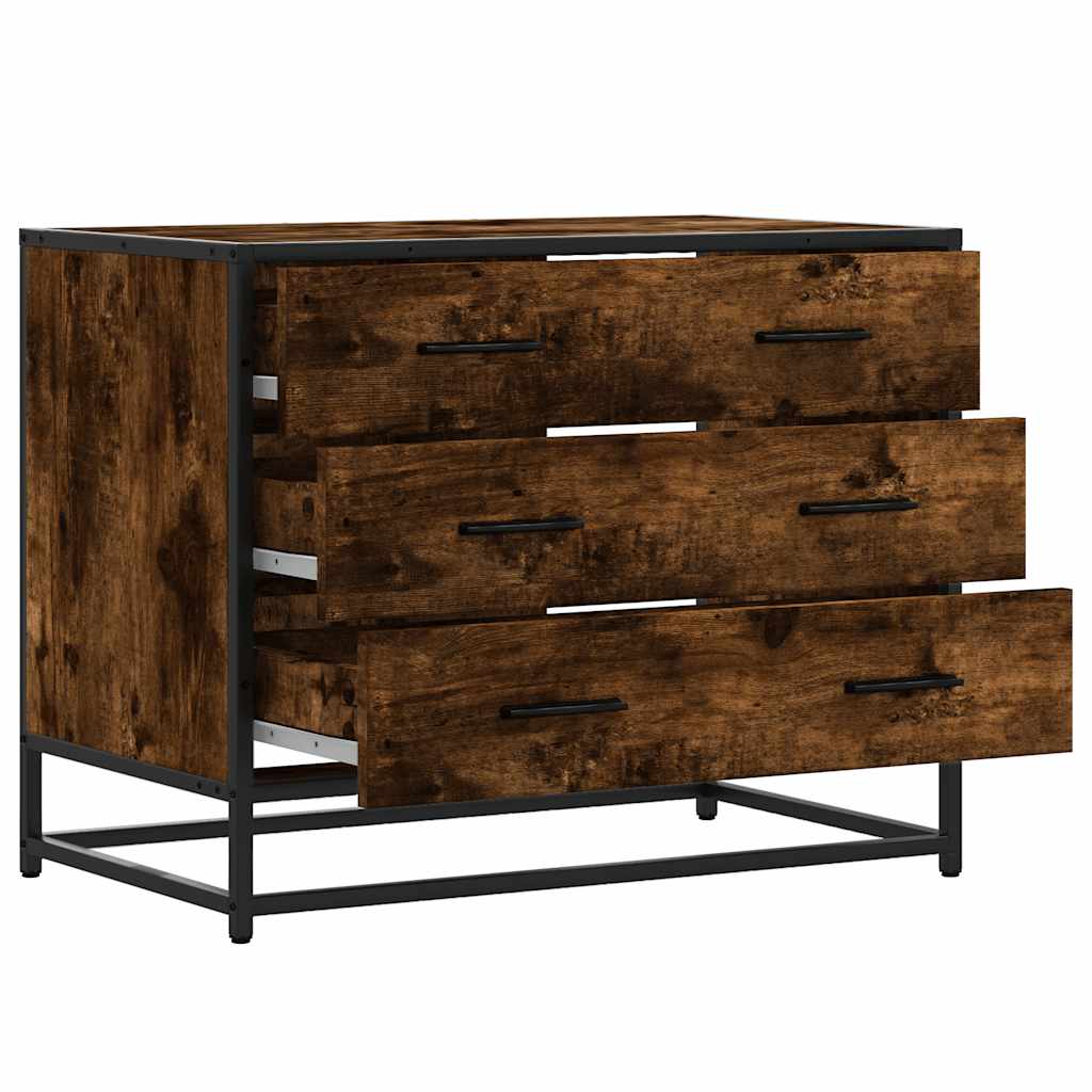Ladekast 70x41x56 cm bewerkt hout gerookt eikenkleurig is nu te koop bij PeponiXL, paradijselijk wonen!