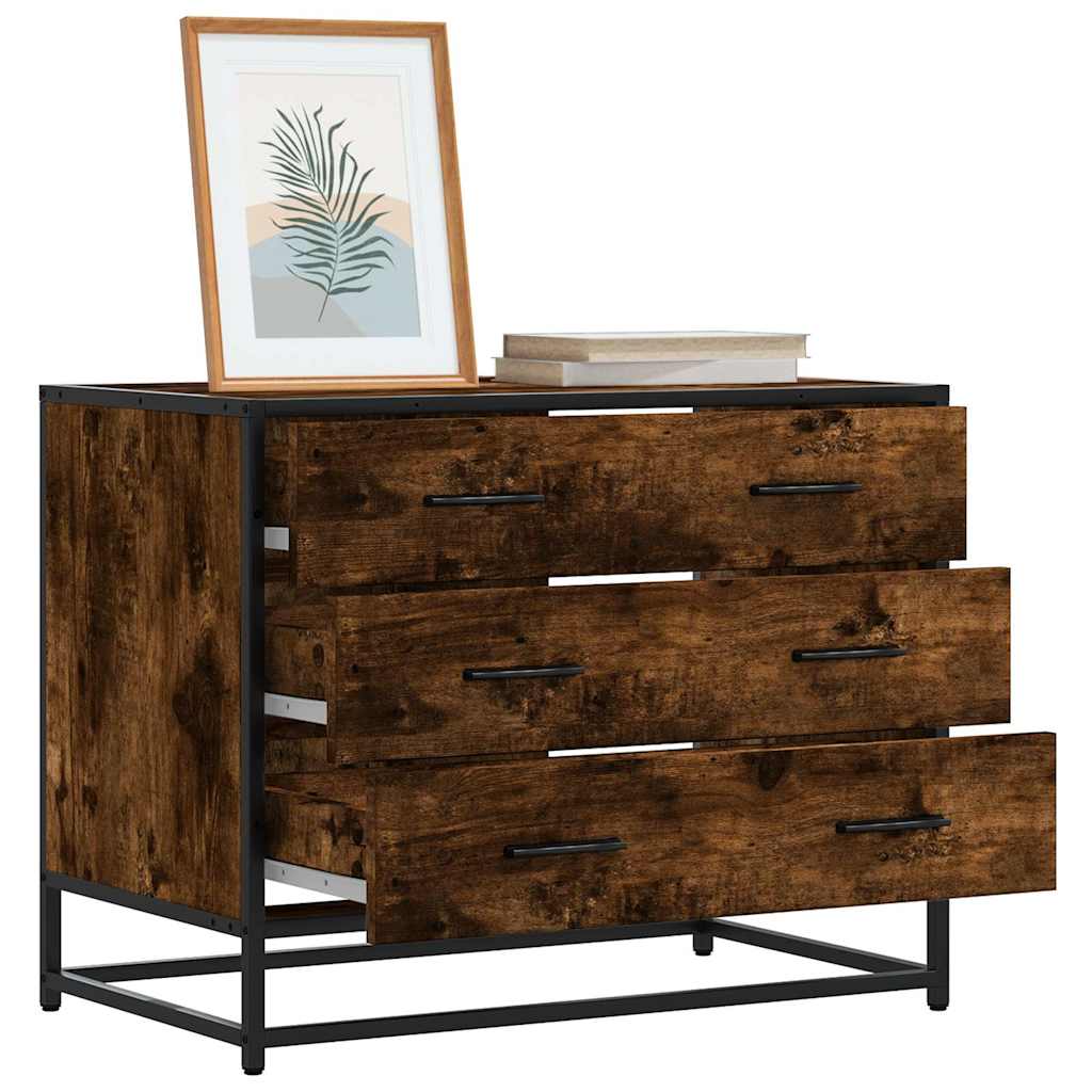 Ladekast 70x41x56 cm bewerkt hout gerookt eikenkleurig is nu te koop bij PeponiXL, paradijselijk wonen!