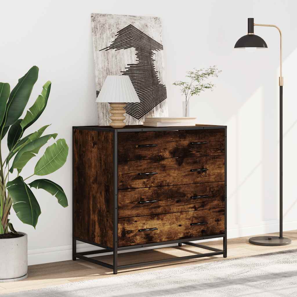 Ladekast 70x41x70 cm bewerkt hout gerookt eikenkleurig is nu te koop bij PeponiXL, paradijselijk wonen!