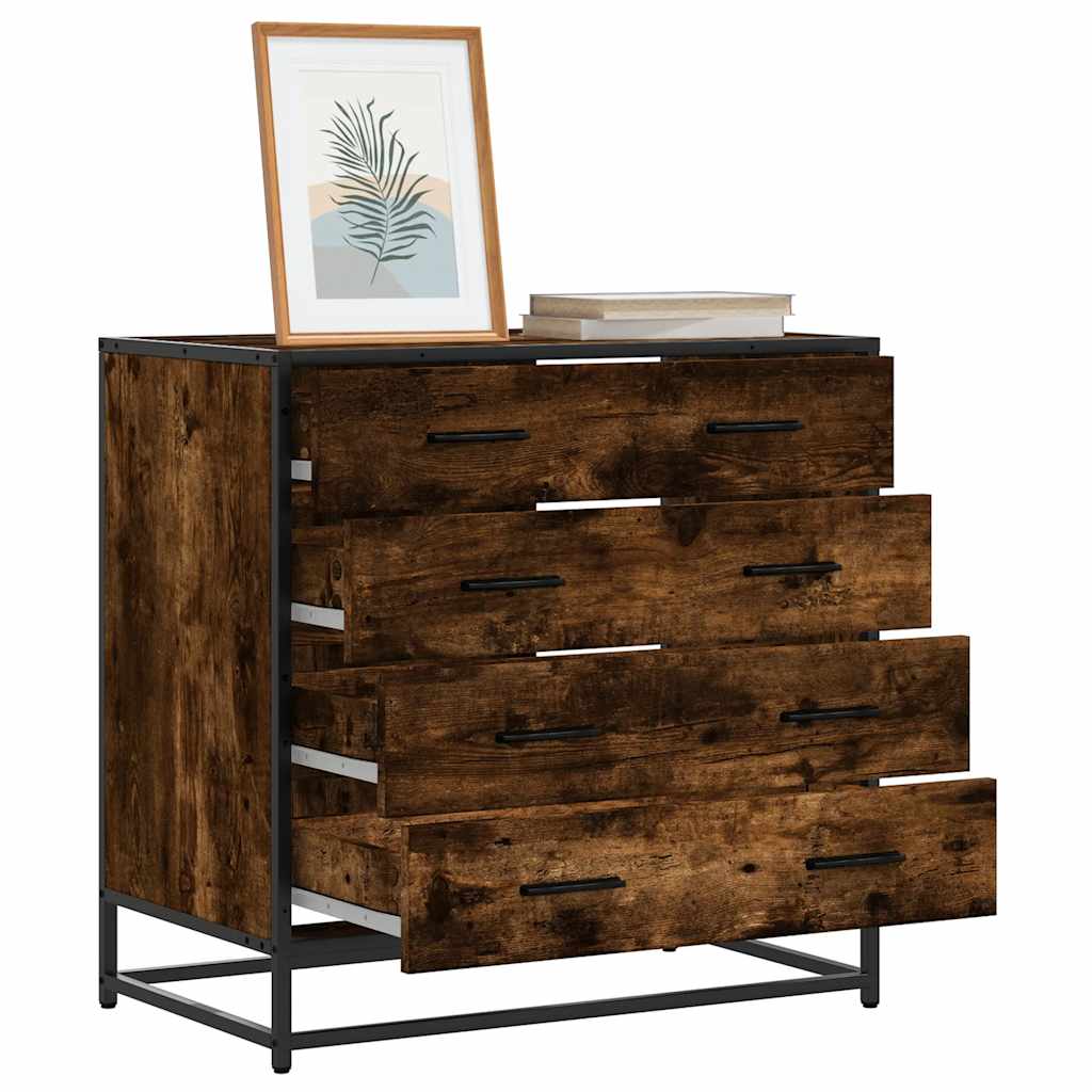 Ladekast 70x41x70 cm bewerkt hout gerookt eikenkleurig is nu te koop bij PeponiXL, paradijselijk wonen!
