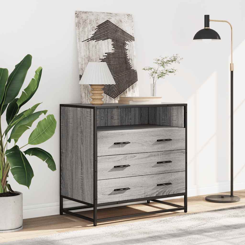 Ladekast 70x41x70 cm bewerkt hout grijs sonoma eikenkleurig is nu te koop bij PeponiXL, paradijselijk wonen!
