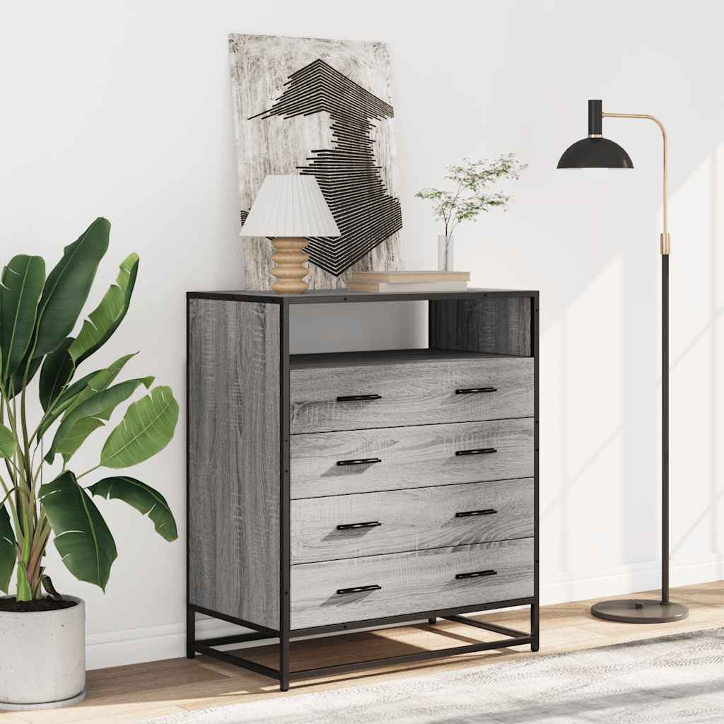 Ladekast 70x41x83,5 cm bewerkt hout grijs sonoma eikenkleurig is nu te koop bij PeponiXL, paradijselijk wonen!