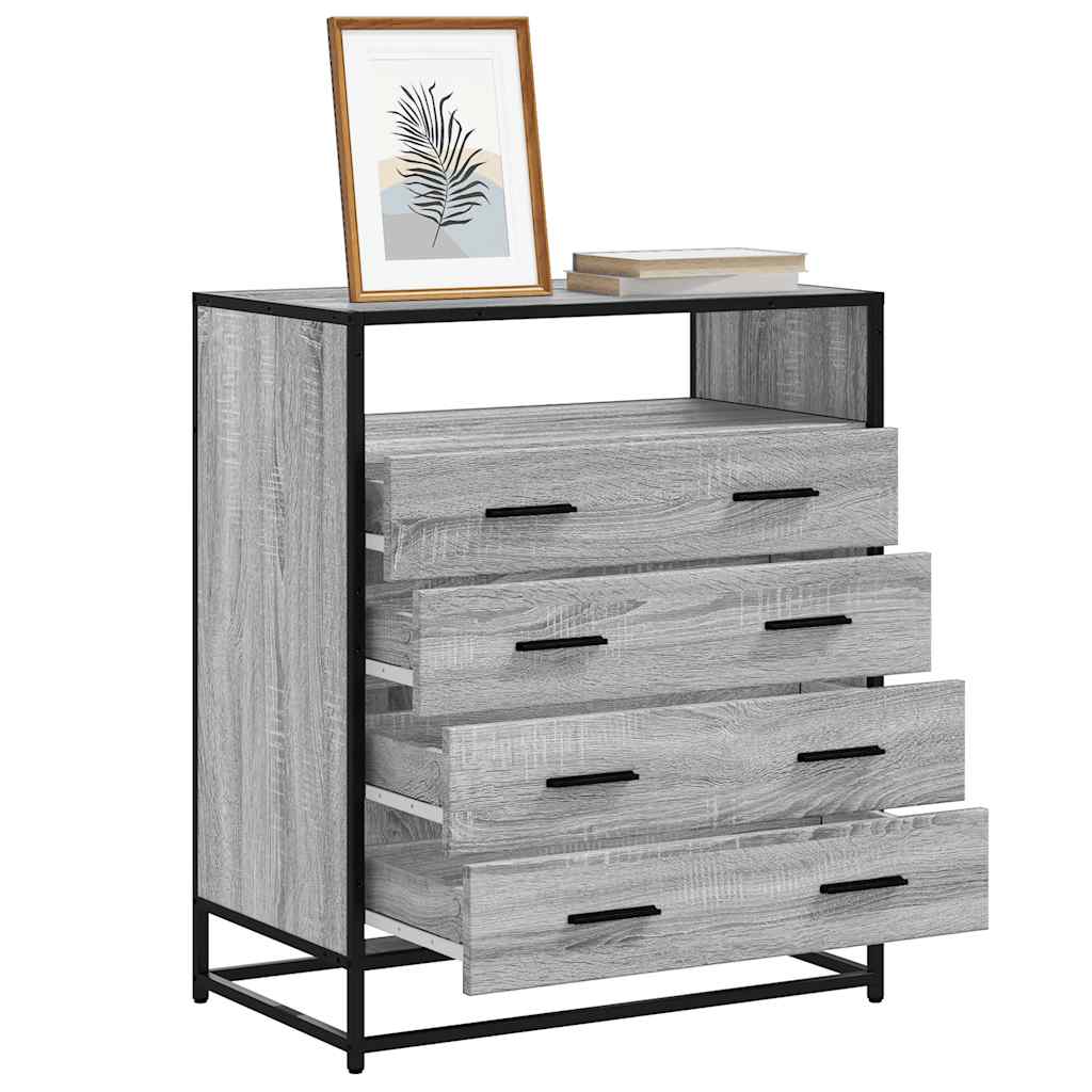 Ladekast 70x41x83,5 cm bewerkt hout grijs sonoma eikenkleurig is nu te koop bij PeponiXL, paradijselijk wonen!